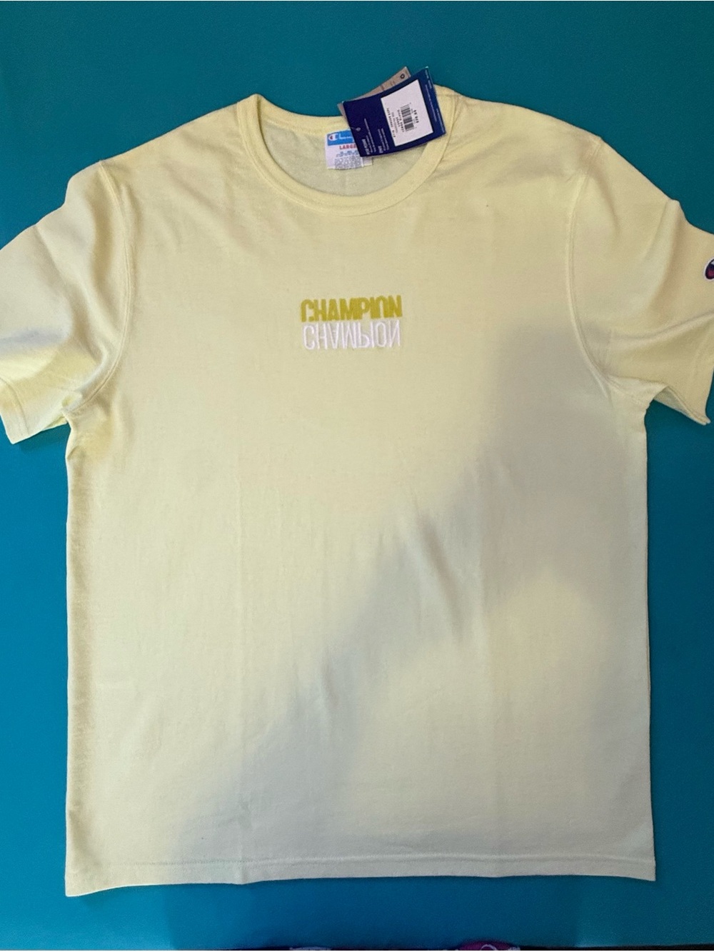 Champion Pale Yellow Double-Logo Tee